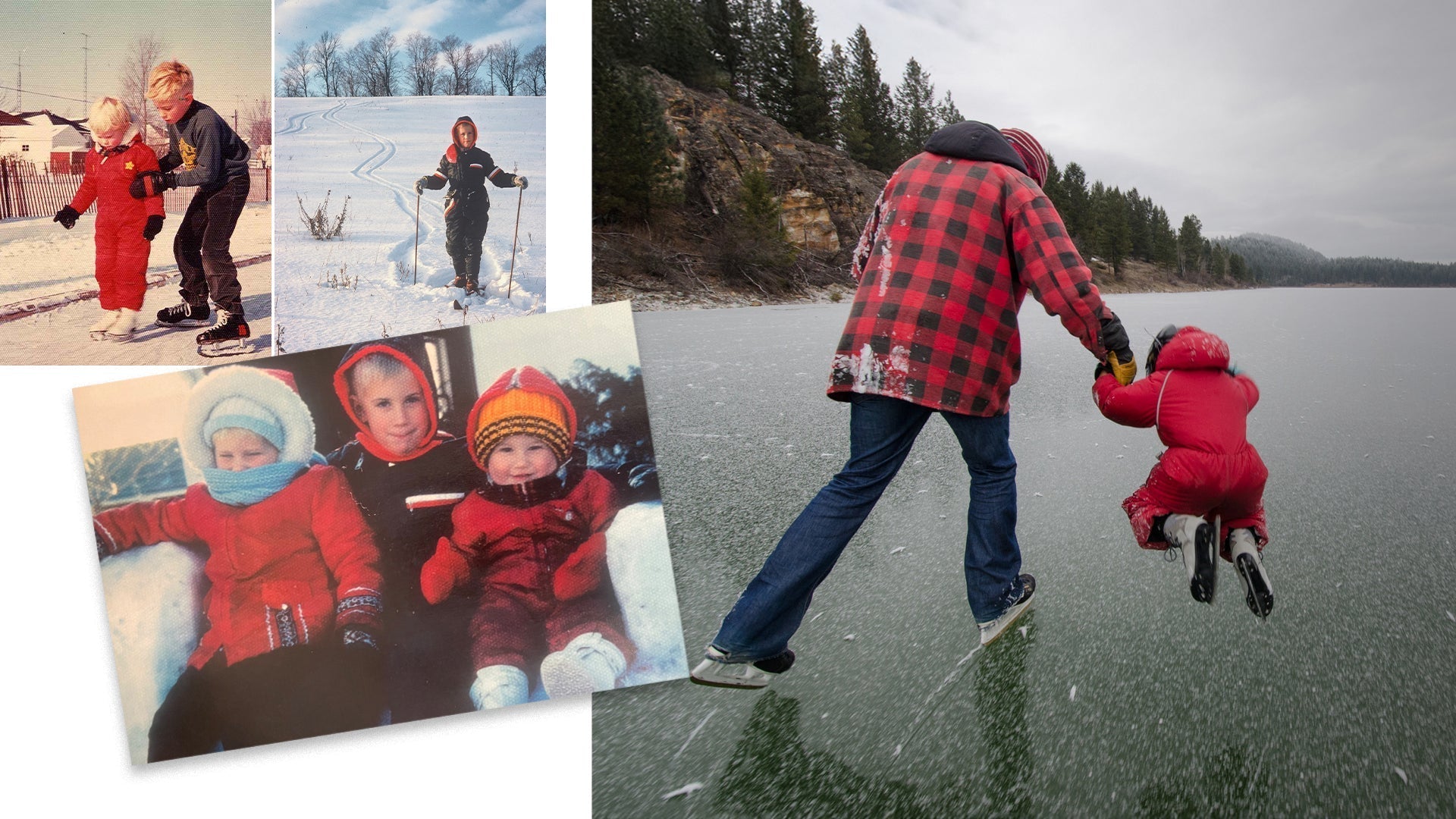 A collage of holiday tradition images that represent old times and modern times for ambassador, Bruce Kirkby
